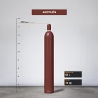 Acetilén gázpalack 10 kg méretarányos termékfotó