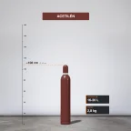 Acetilén gázpalack 2,8 kg méretarányos termékfotó