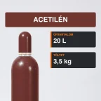 Acetilén gázpalack 3,5 kg közeli termékfotó