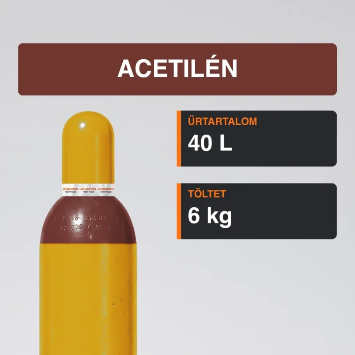Acetilén gázpalack 6 kg közeli termékfotó