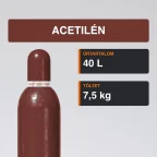 Acetilén gázpalack 7,5 kg közeli termékfotó