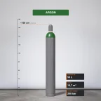 Argon gázpalack 10,7 m³ méretarányos termékfotó