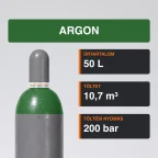 Argon gázpalack 10,7 m³ közeli termékfotó