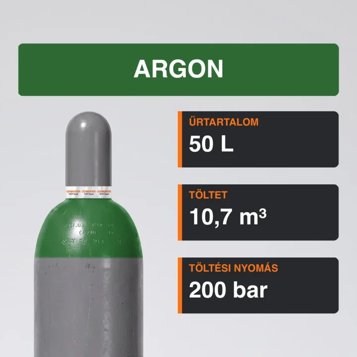 Argon gázpalack 10,7 m³ közeli termékfotó