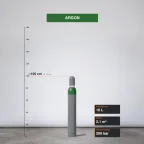 Argon gázpalack 2,1 m³ méretarányos termékfotó