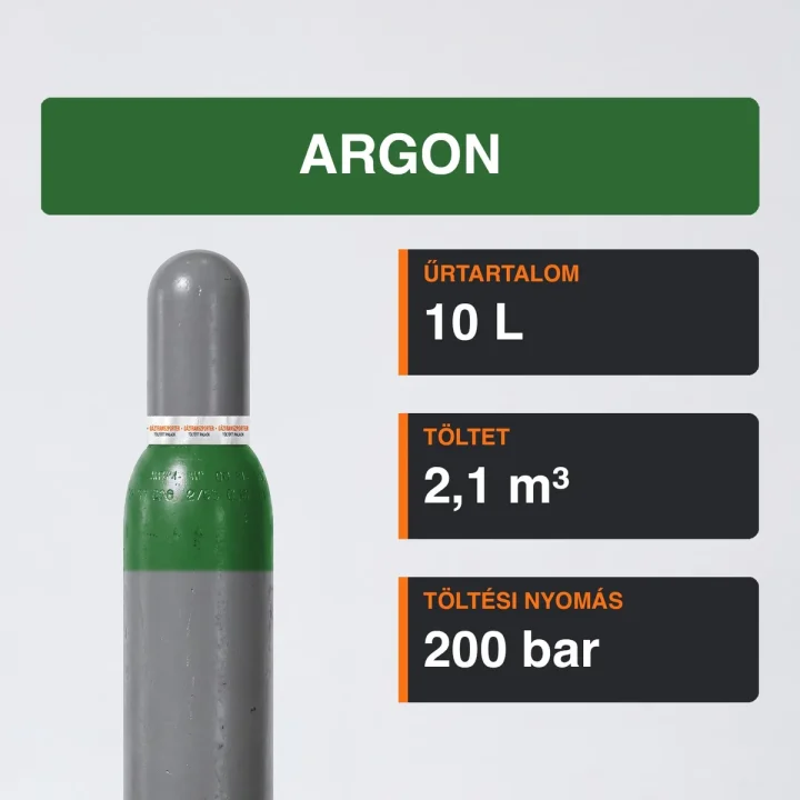Argon gázpalack 2,1 m³ közeli termékfotó