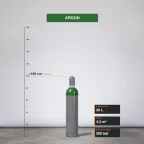 Argon gázpalack 4,3 m³ méretarányos termékfotó