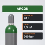 Argon gázpalack 4,3 m³ közeli termékfotó