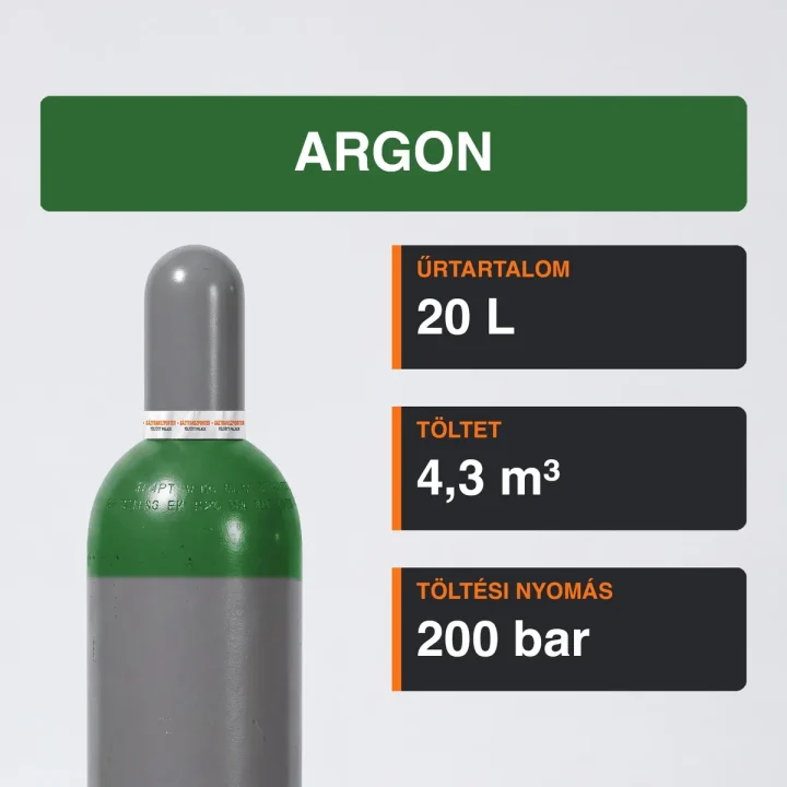 Argon gázpalack 4,3 m³ közeli termékfotó