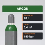 Argon gázpalack 6,4 m³ közeli termékfotó