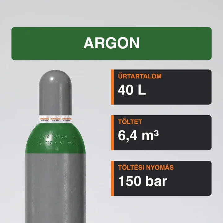Argon gázpalack 6,4 m³ közeli termékfotó