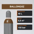 Ballongáz gázpalack 5,6 m³ közeli termékfotó