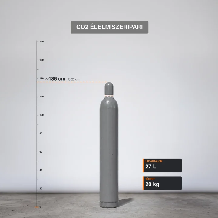 Co2 Élelmiszeripari gázpalack 20 kg méretarányos termékfotó