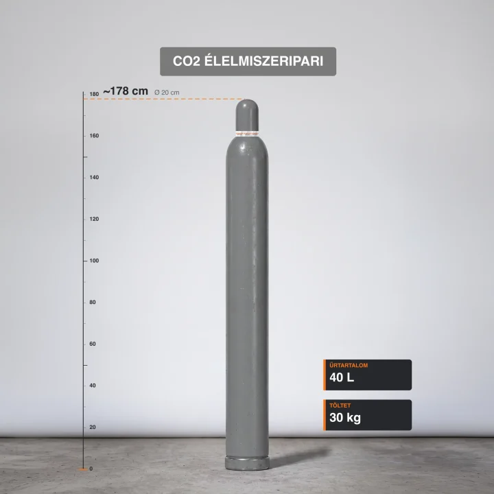 Co2 Élelmiszeripari gázpalack 30 kg méretarányos termékfotó