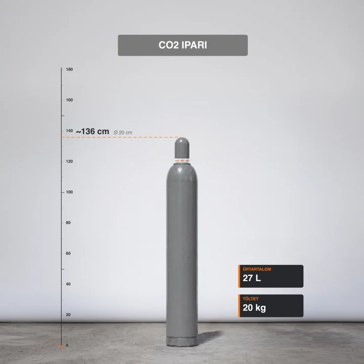 Co2 Ipari gázpalack 20 kg méretarányos termékfotó