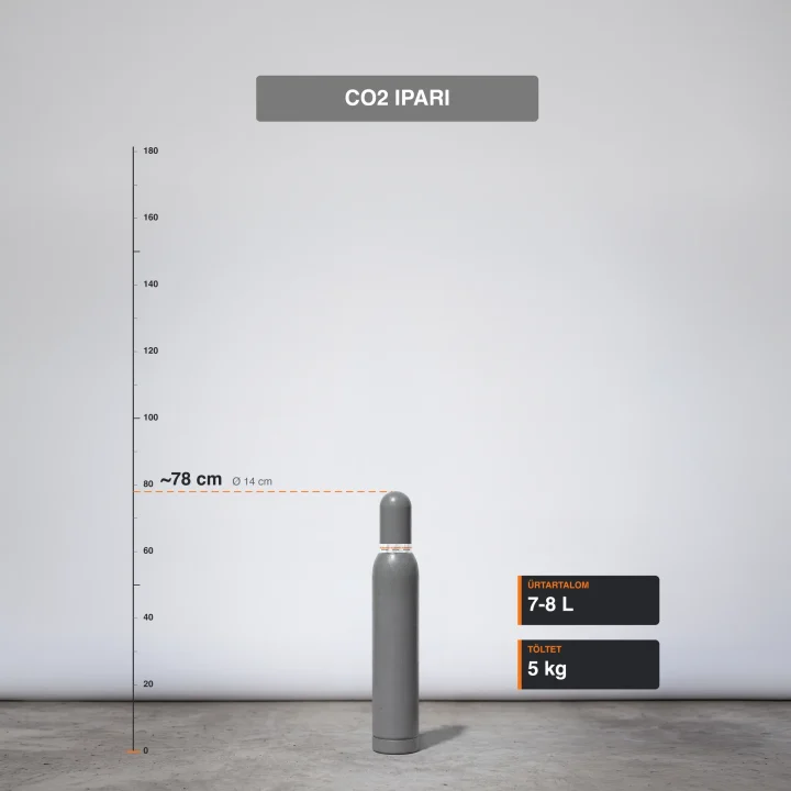 Co2 Ipari gázpalack 5 kg méretarányos termékfotó
