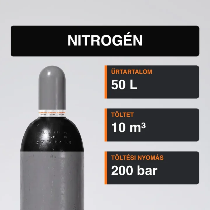 Nitrogén gázpalack 10 m³ közeli termékfotó