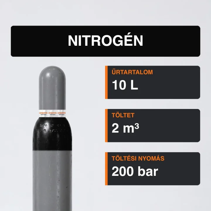 Nitrogén gázpalack 2 m³ közeli termékfotó