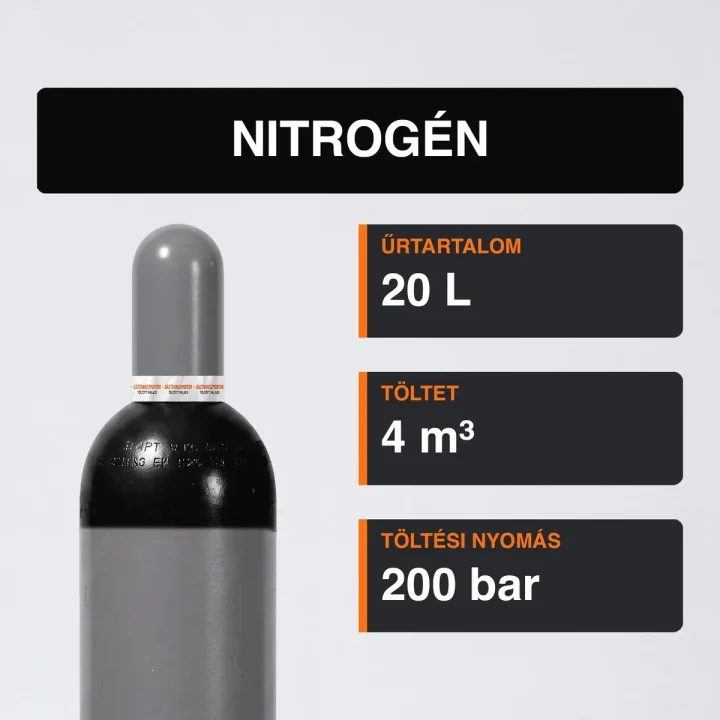 Nitrogén gázpalack 4 m³ közeli termékfotó