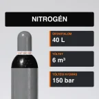 Nitrogén gázpalack 6 m³ közeli termékfotó