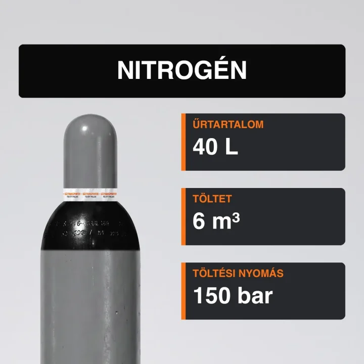 Nitrogén gázpalack 6 m³ közeli termékfotó