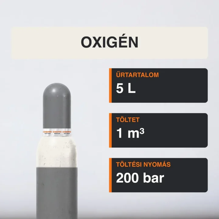Oxigén gázpalack 1 m³ közeli termékfotó