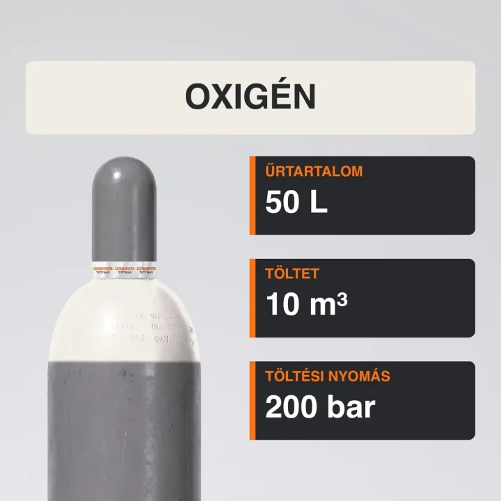Oxigén gázpalack 10 m³ közeli termékfotó