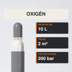 Oxigén gázpalack 2 m³ közeli termékfotó