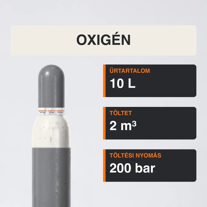 Oxigén gázpalack 2 m³ közeli termékfotó