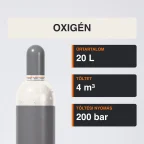 Oxigén gázpalack 4 m³ közeli termékfotó
