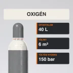 Oxigén gázpalack 6 m³ közeli termékfotó
