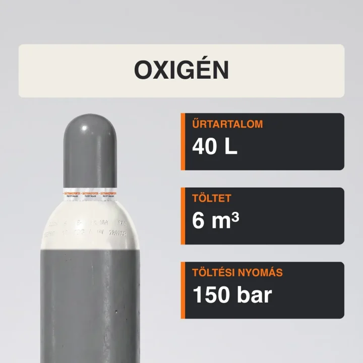 Oxigén gázpalack 6 m³ közeli termékfotó