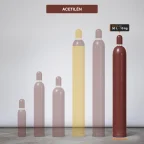 Acetilén gázpalack-család, kiemelve a 10 kg kiszerelés