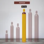 Acetilén gázpalack-család, kiemelve a 6 kg kiszerelés