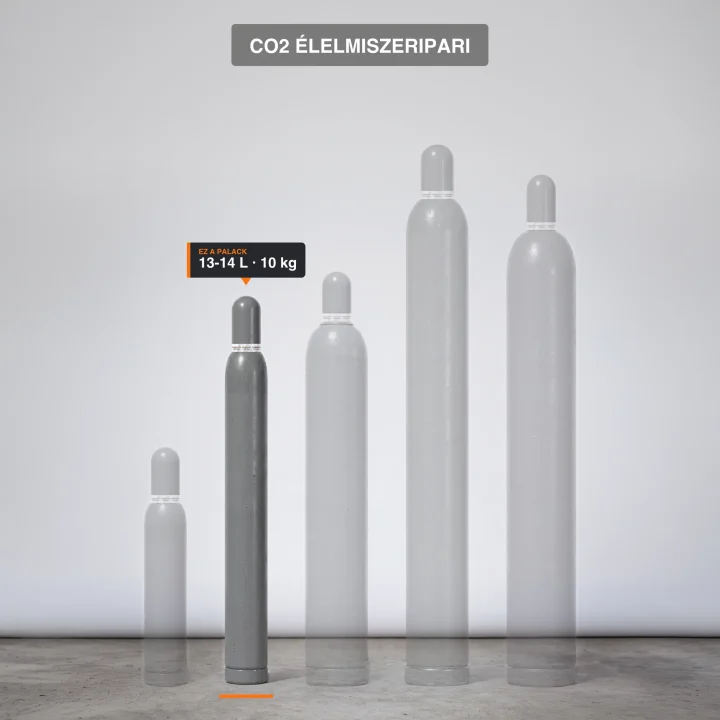 Co2 Élelmiszeripari gázpalack-család, kiemelve a 10 kg kiszerelés Co2 Élelmiszeripari gázpalack-család, kiemelve a 10 kg kiszerelés