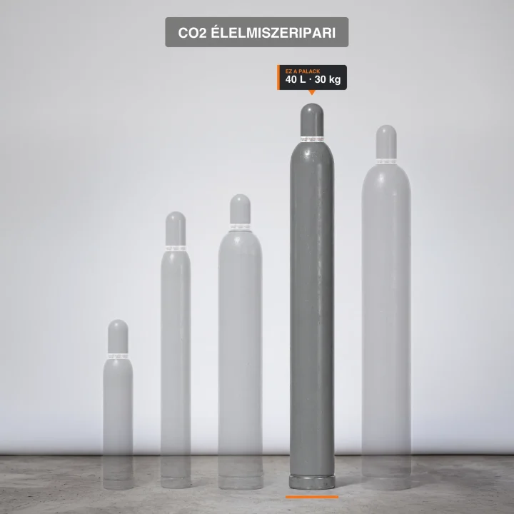 Co2 Élelmiszeripari gázpalack-család, kiemelve a 30 kg kiszerelés