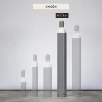 Oxigén gázpalack-család, kiemelve a 6 m³ kiszerelés
